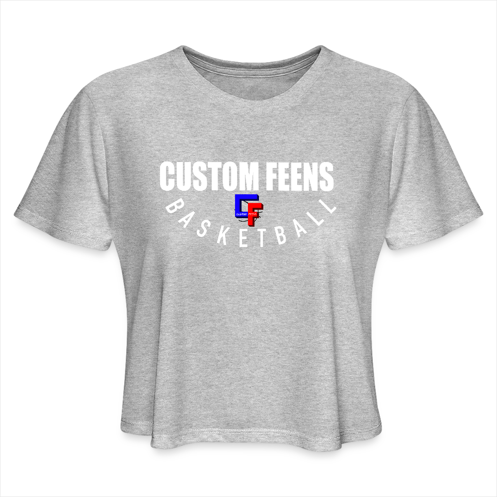 Women's Cropped Custom Feens Basketball STACK Tee - heather gray