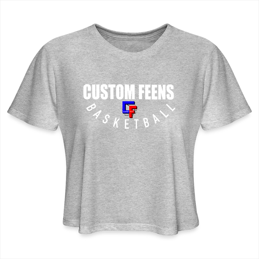 Women's Cropped Custom Feens Basketball STACK Tee - heather gray
