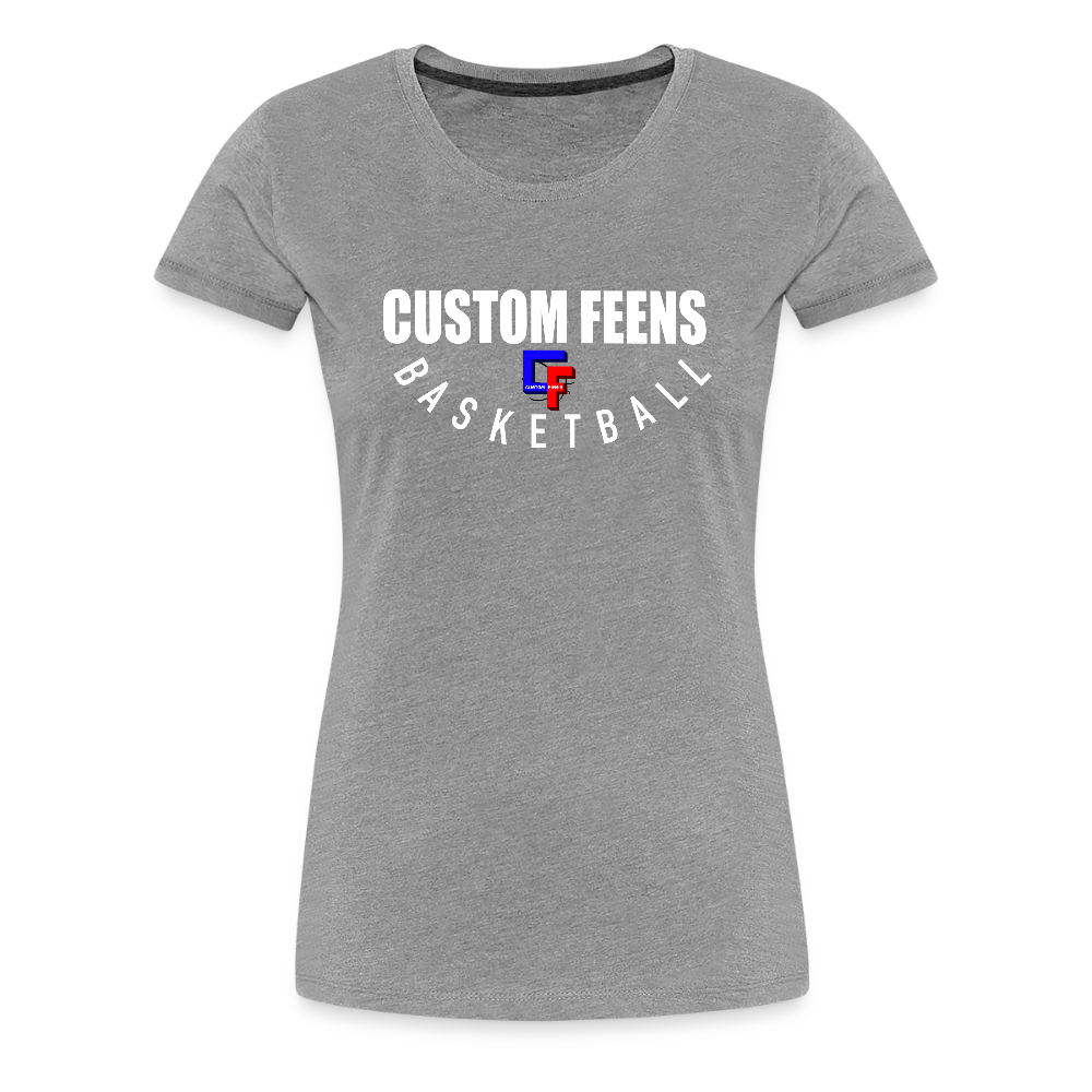 Women's Custom Feens Basketball Fitted Stack Tee - heather gray
