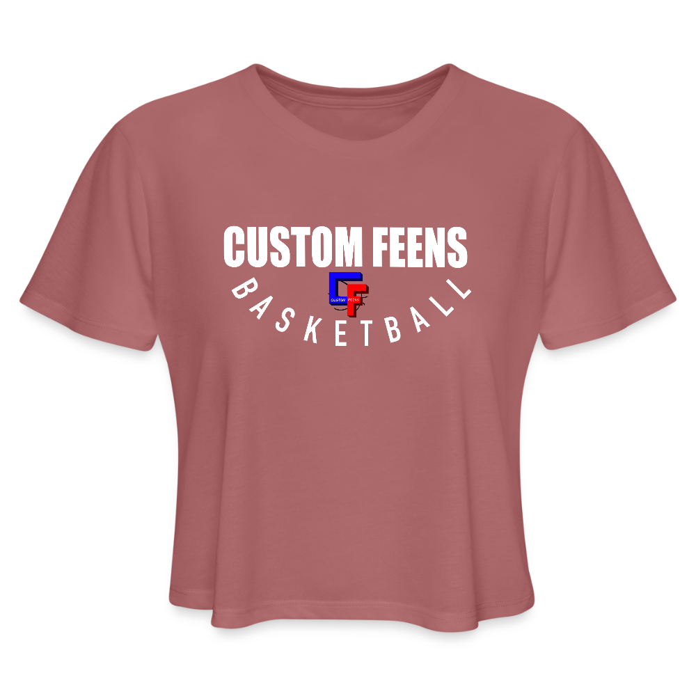 Women's Cropped Custom Feens Basketball STACK Tee - mauve