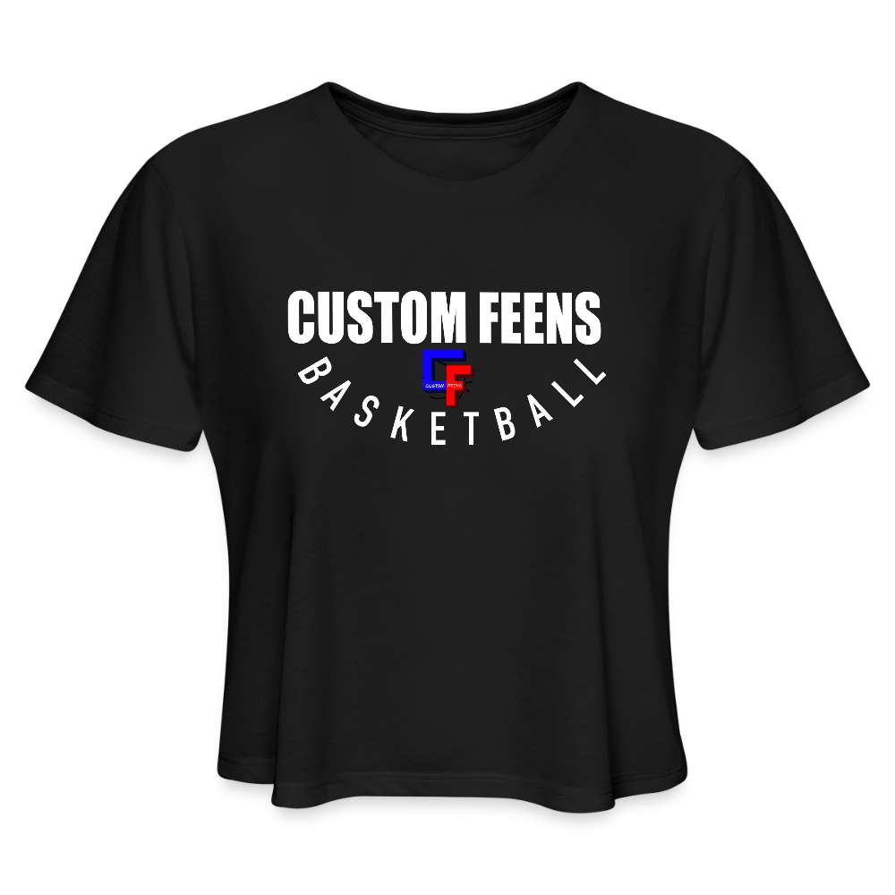 Women's Cropped Custom Feens Basketball STACK Tee - black