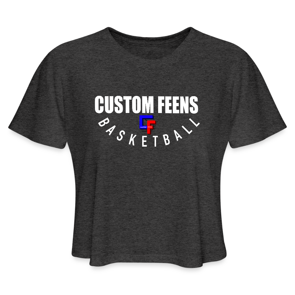 Women's Cropped Custom Feens Basketball STACK Tee - deep heather
