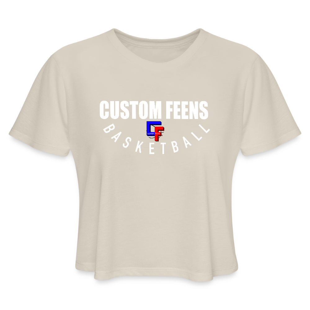 Women's Cropped Custom Feens Basketball STACK Tee - dust
