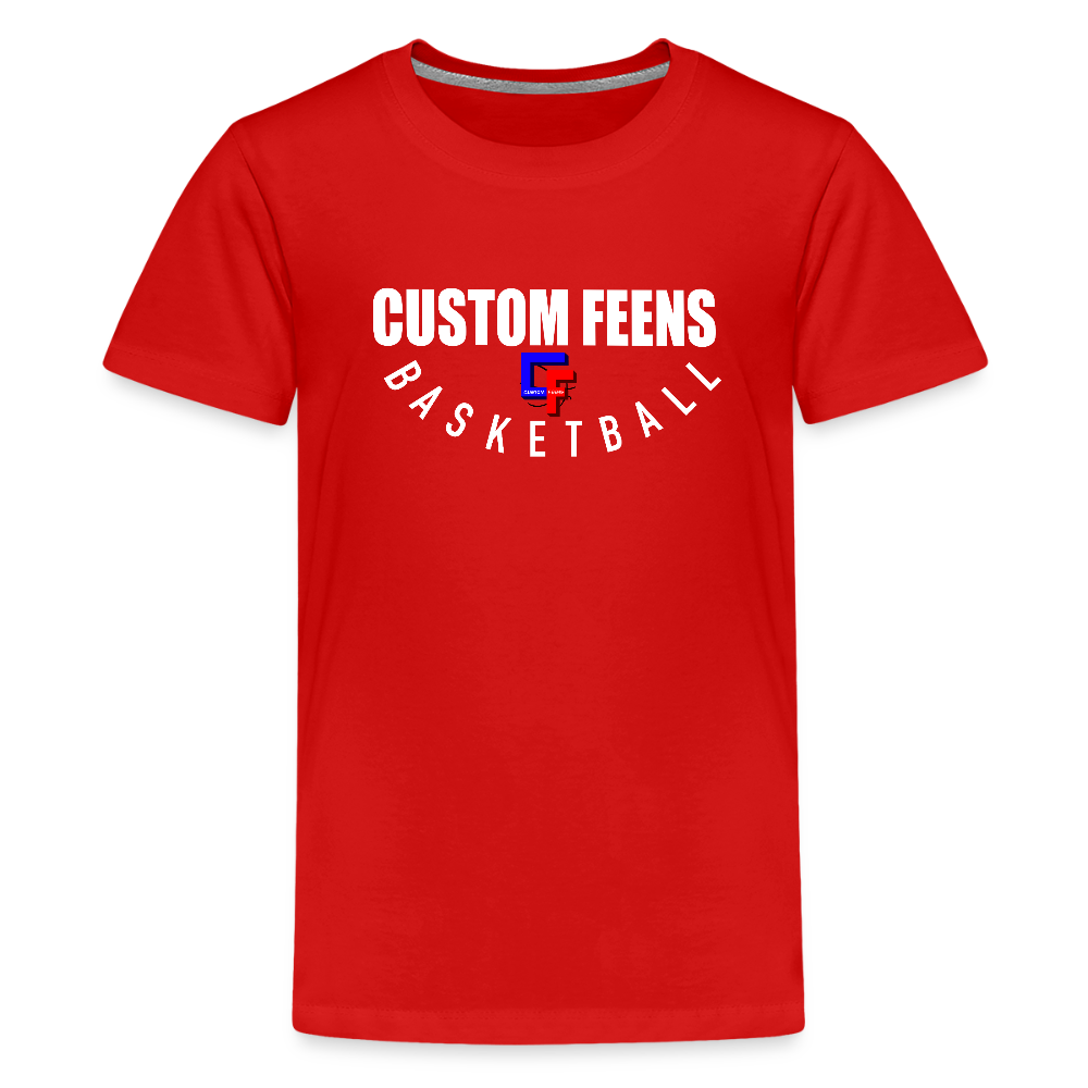 Youth Custom Feens Basketball Stack Tee - red
