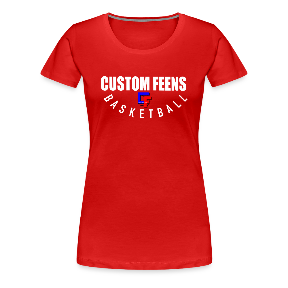 Women's Custom Feens Basketball Fitted Stack Tee - red