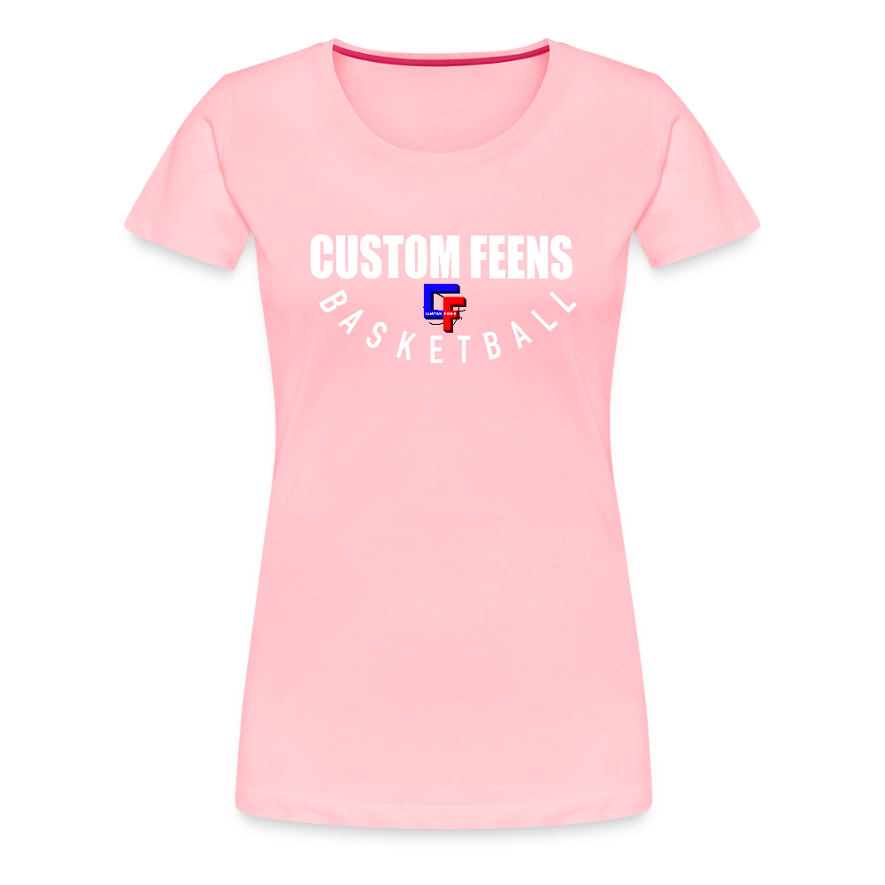 Women's Custom Feens Basketball Fitted Stack Tee - pink