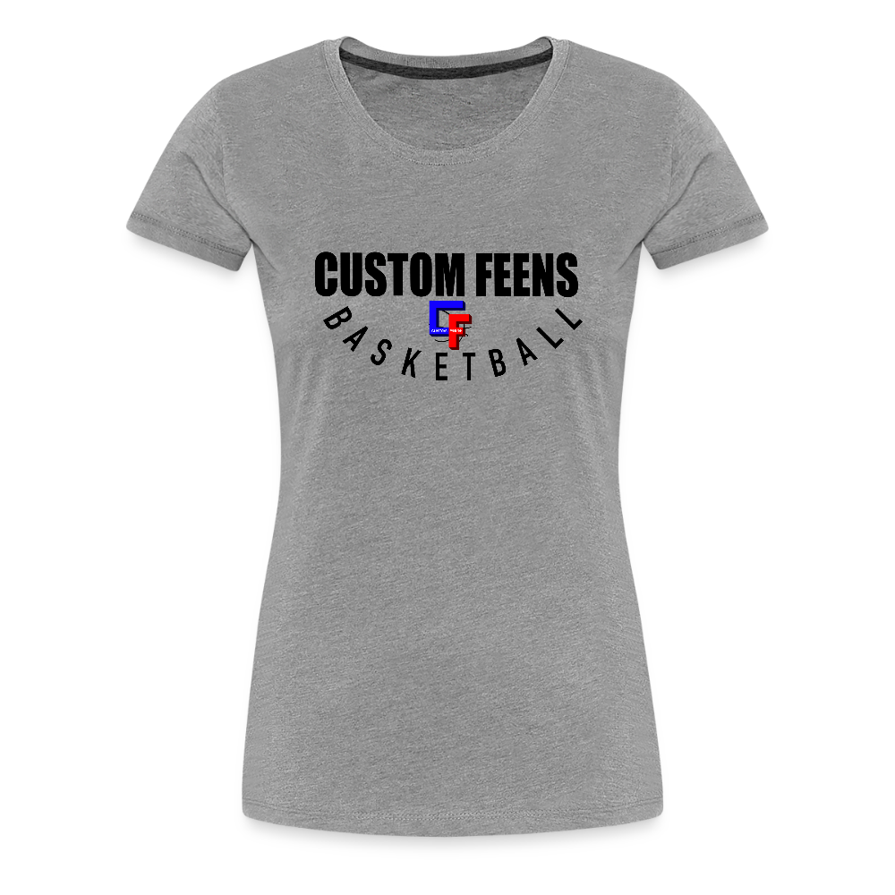 Women's Custom Feens Basketball Fitted Stack Tee - heather gray