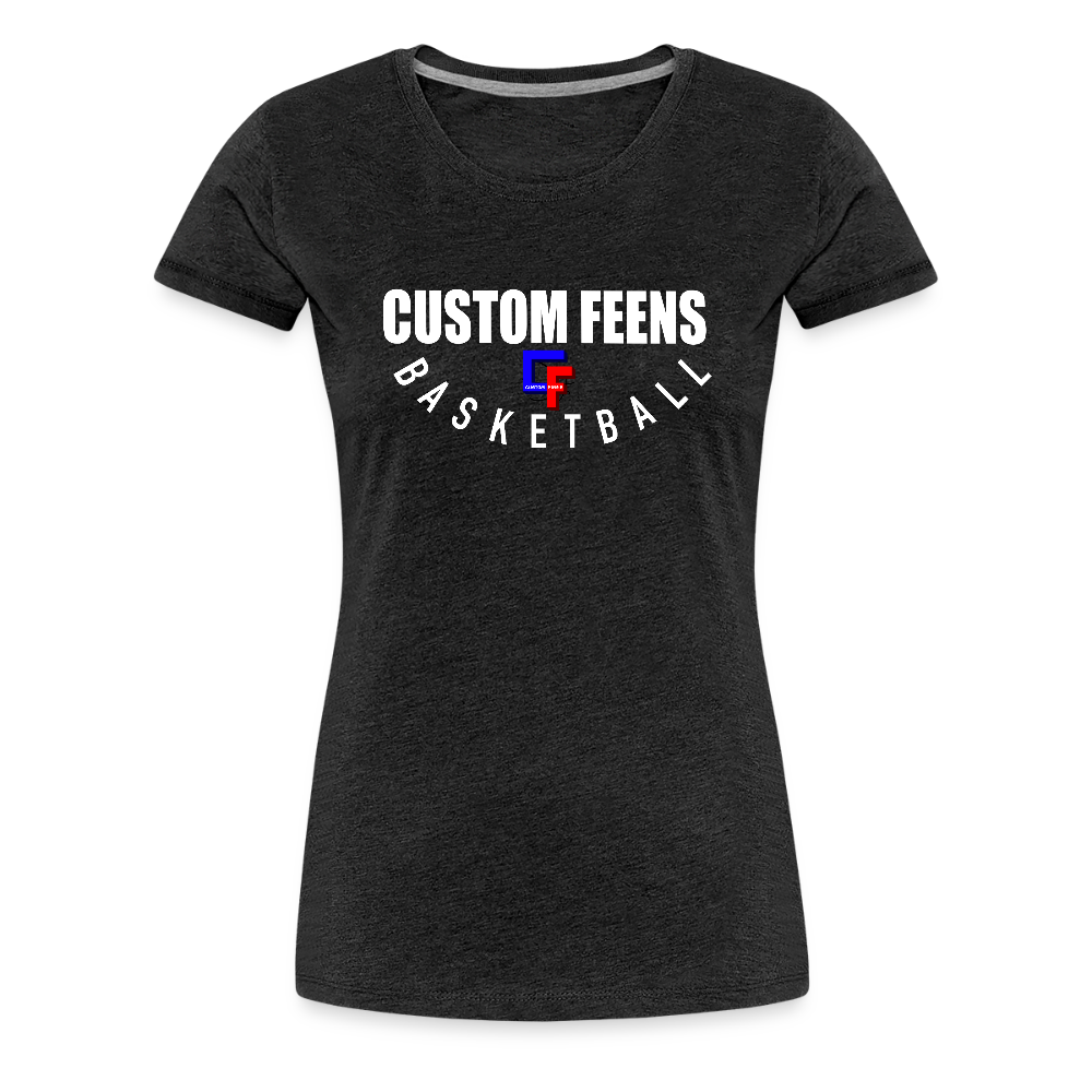 Women's Custom Feens Basketball Fitted Stack Tee - charcoal grey