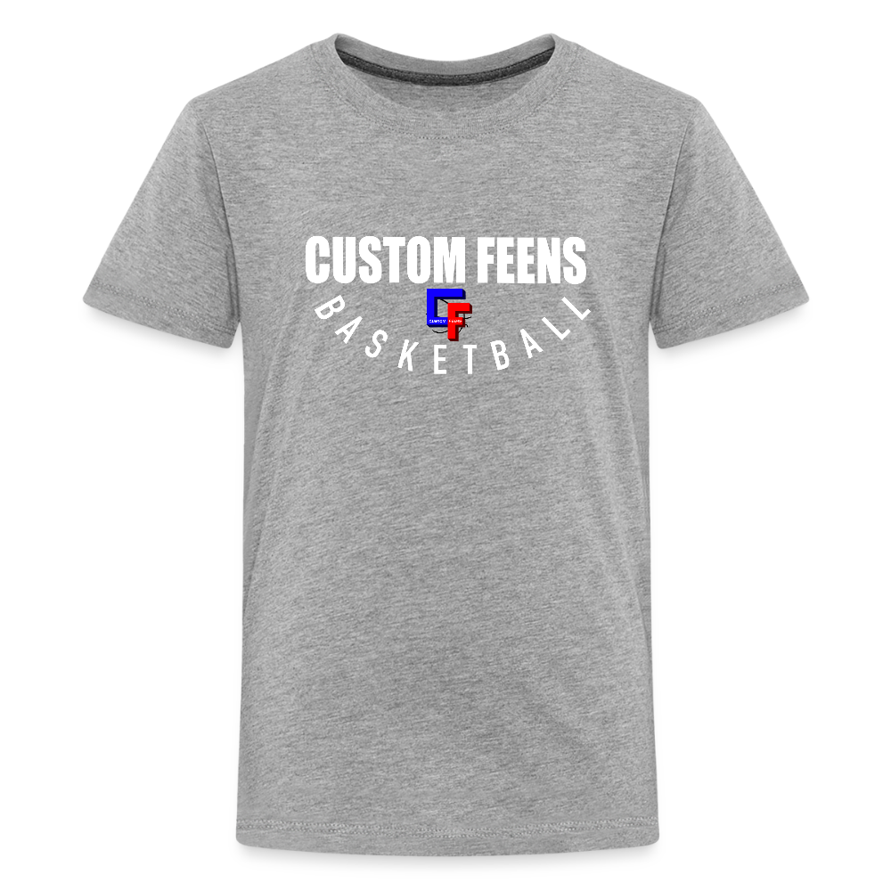 Youth Custom Feens Basketball Stack Tee - heather gray