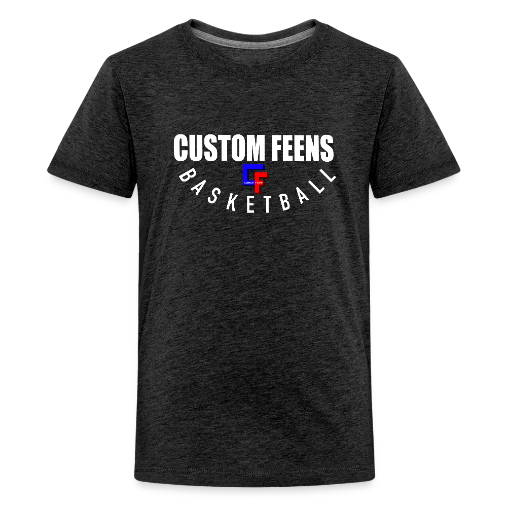 Youth Custom Feens Basketball Stack Tee - charcoal grey