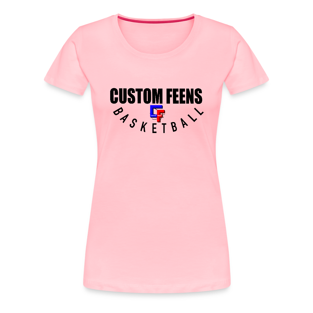 Women's Custom Feens Basketball Fitted Stack Tee - pink