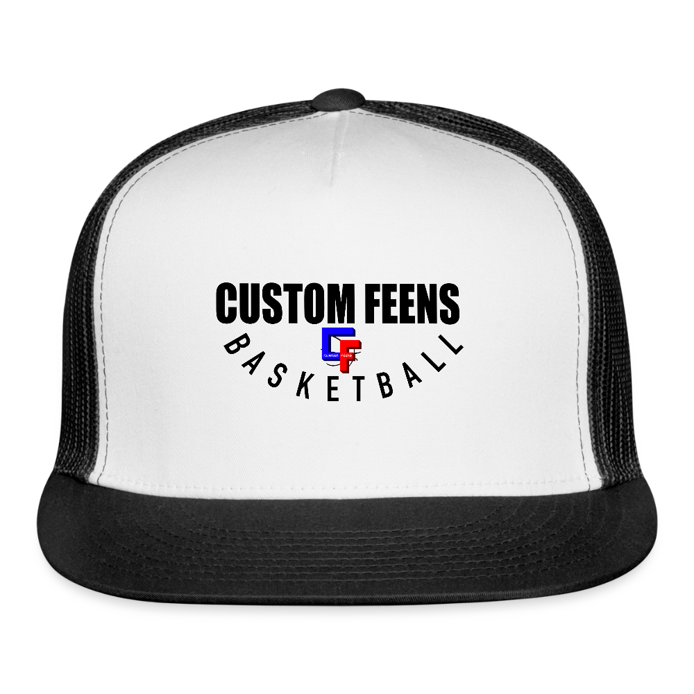 Custom Feens Basketball Trucker Hat STACK - white/black