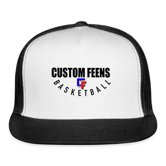 Custom Feens Basketball Trucker Hat STACK - white/black