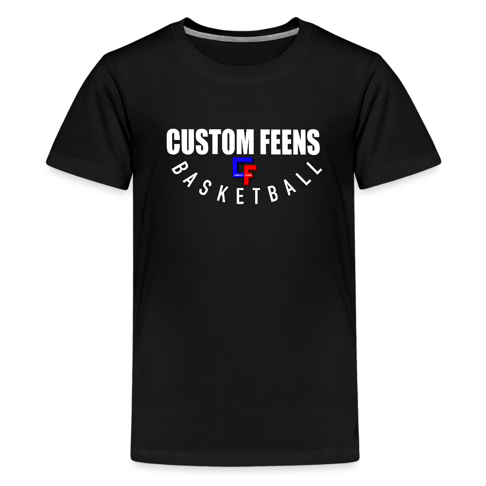 Youth Custom Feens Basketball Stack Tee - black