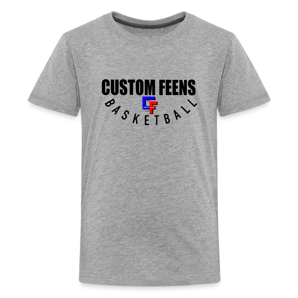 Youth Custom Feens Basketball Stack Tee - heather gray