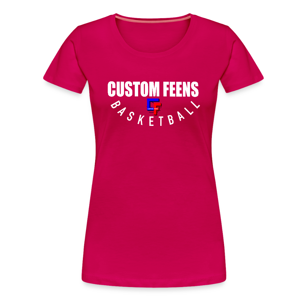 Women's Custom Feens Basketball Fitted Stack Tee - dark pink