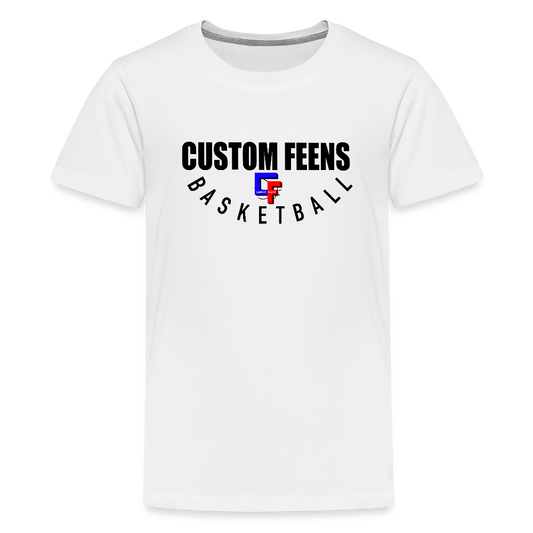 Youth Custom Feens Basketball Stack Tee - white