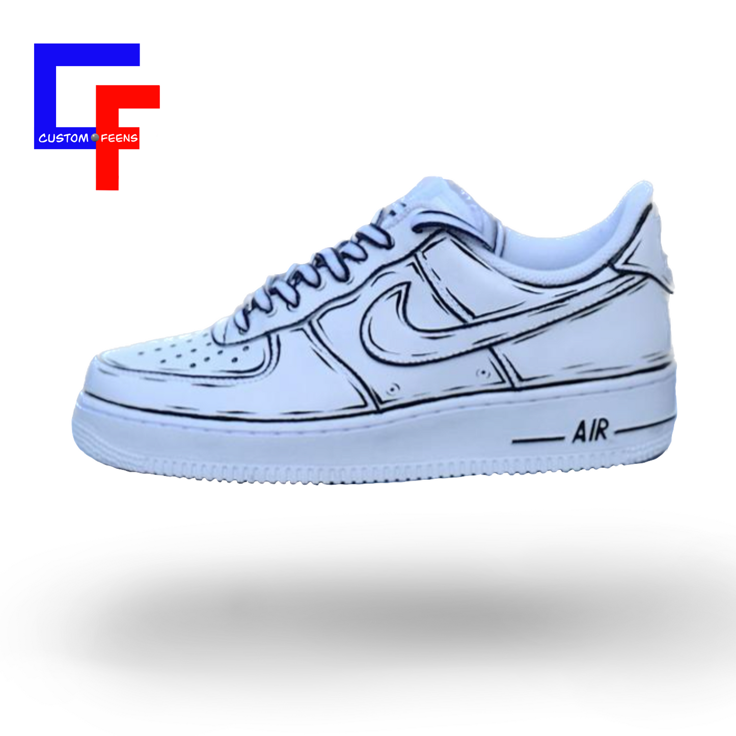 Air Force 1 Cartoon - White Swoosh