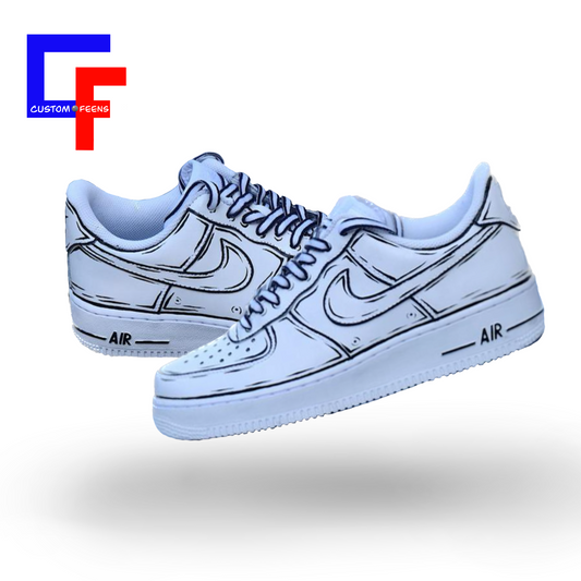 Air Force 1 Cartoon - White Swoosh