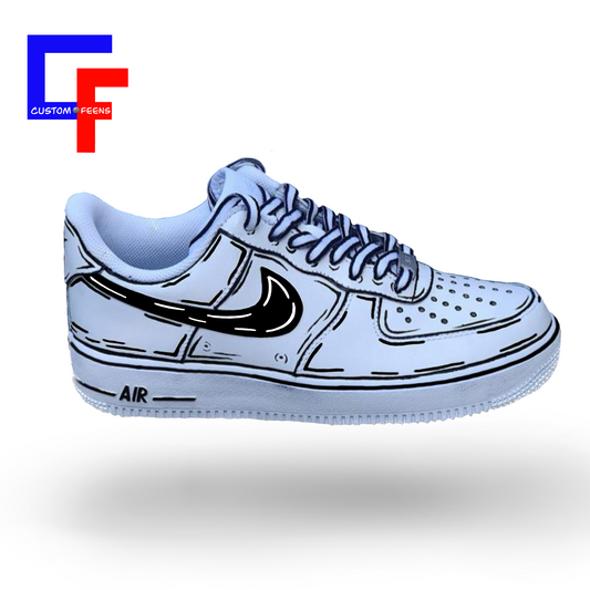 Air Force 1 Cartoon - Black Swoosh